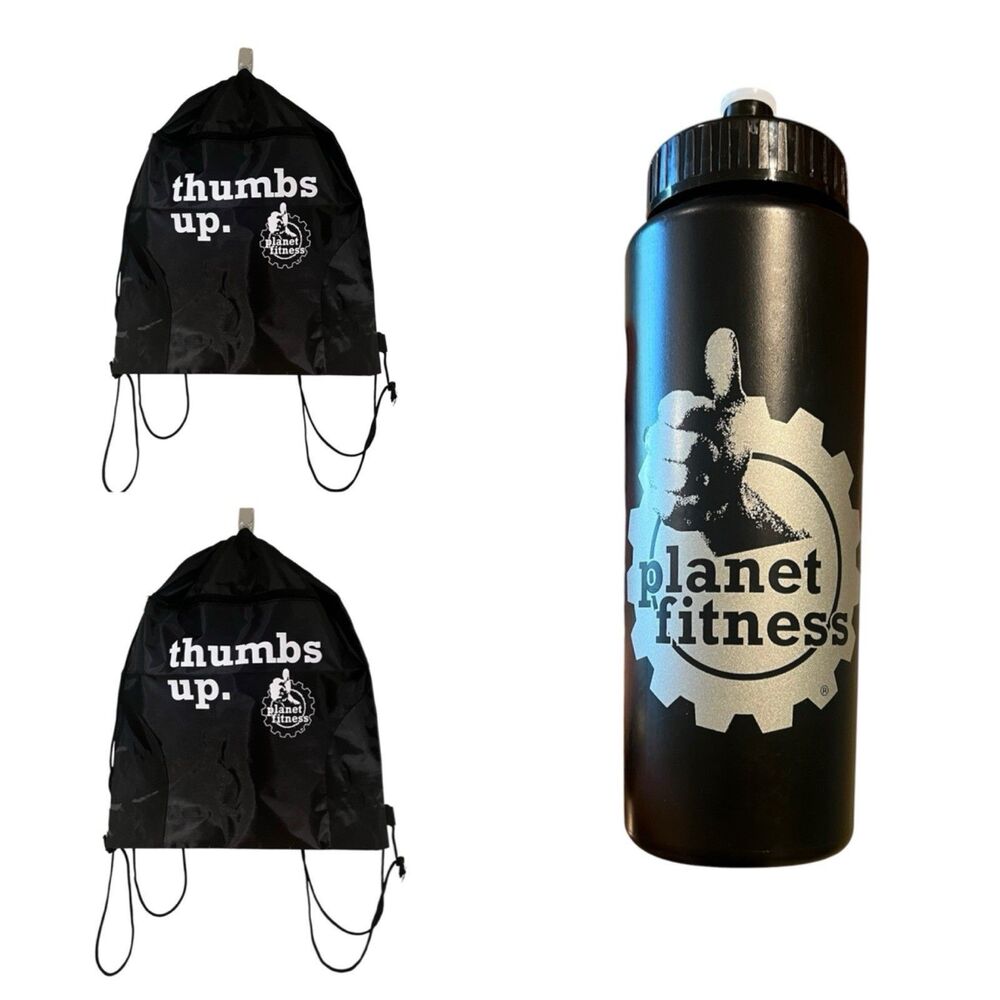 Planet Fitness BPA Free Bottle & Drawstring Bags (Set of 2)